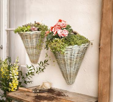Wand Pflanzer Rattan groß