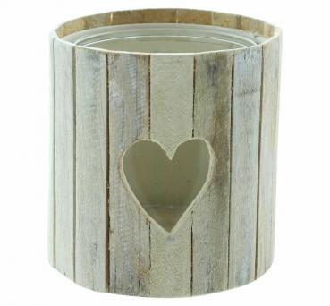 Teelichthalter aus Holz mit Herz