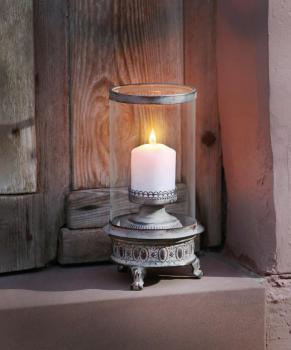 Windlicht Shabby Grey