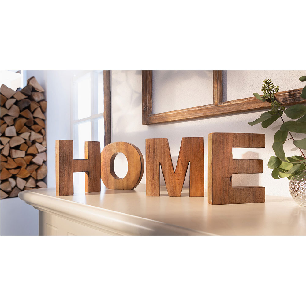all-trend | Für ein Deko Mangoholz gemütliches - 4tlg Home Schriftzug Holz Zuhause