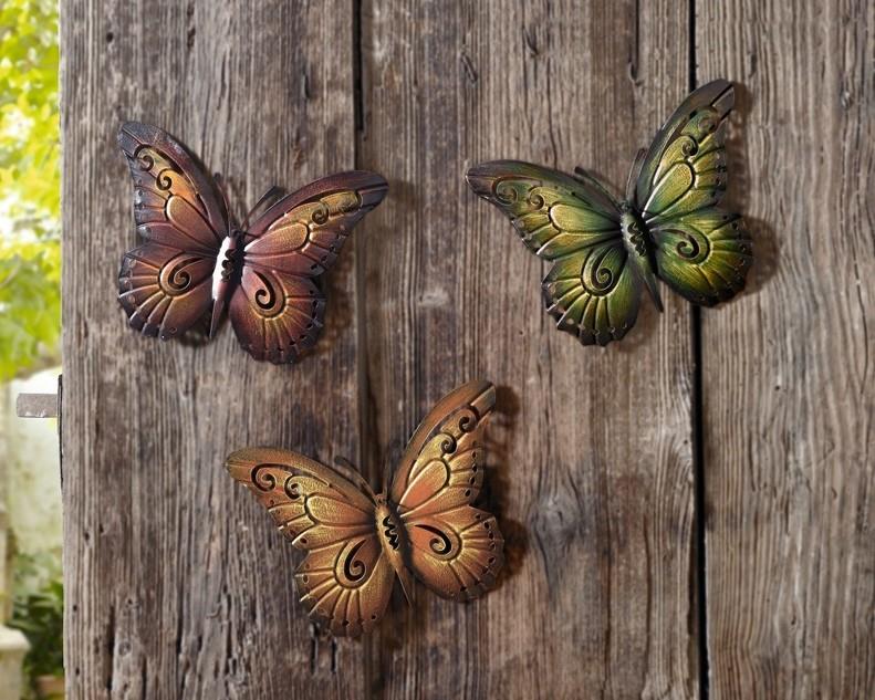 all-trend | Für Zuhause Deko - 3er-Set ein Wandbild Schmetterling Metall gemütliches Wand-Deko